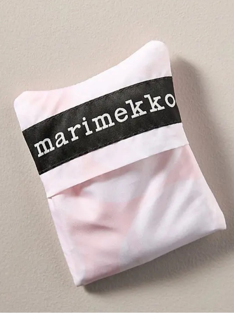 NWT Marimekko Mini Unikko SmartBag Packable Foldable Tote - Light Pink x White